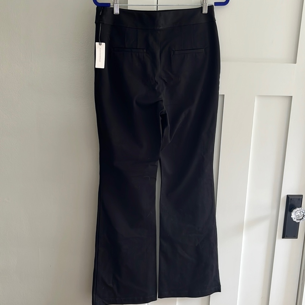 Anthropologie Maeve Naomi Black Flare Stretch Pants Side Zip 10 NEW